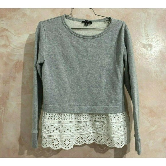 J. Crew‎ Eyelet Hem Sweatshirt Size XS - Picture 2 of 7